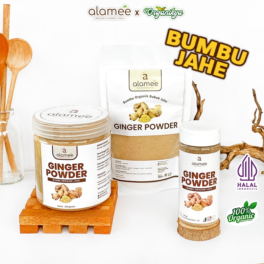 

ALAMEE Ginger Powder Jahe Putih Bubuk Minuman Herbal Bumbu Dapur Instan organikya