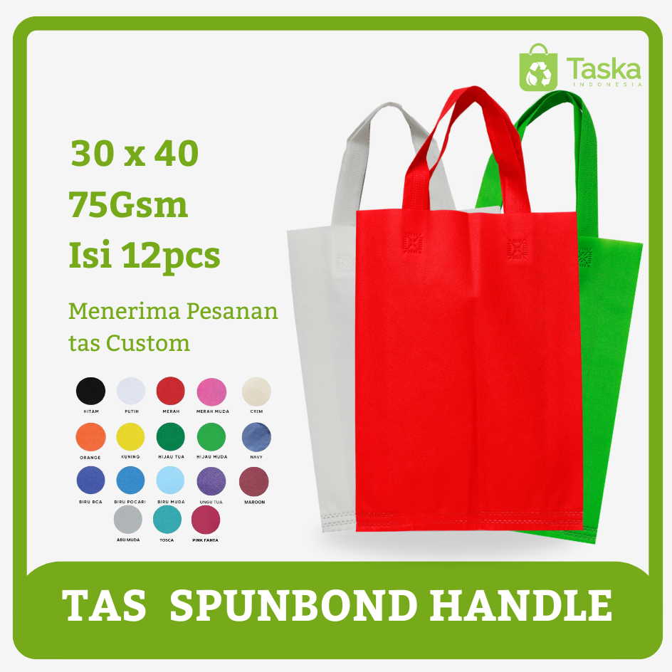 

Taska - Goodiebag Spunbond Handle 30x40 Harga Satuan Banyak Warna Tas Souvenir Grosir