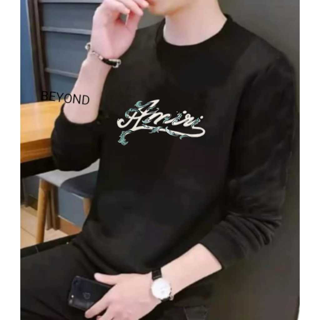 KAOS ATASAN PRIA DEWASA LENGAN PANJANG MOTIF AMIRI CETAK DTF TRENDY