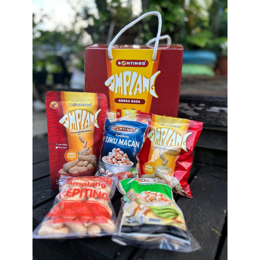 

Makanan cemilan snack oleh oleh balikpapan BONTINGS kerupuk amplang Paket aneka rasa 10 pcs