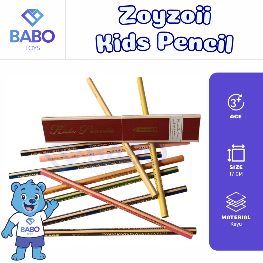 

Zoyzoii B6 Kids Pencil Alat Tulis Pensil Kayu Pensil Kumon Tebal Umur Usia 2+ Kado Souvenir Mainan Edukasi Anak