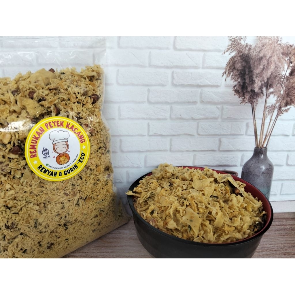 

Remukan peyek kacang campur teri udang gurih dan asin