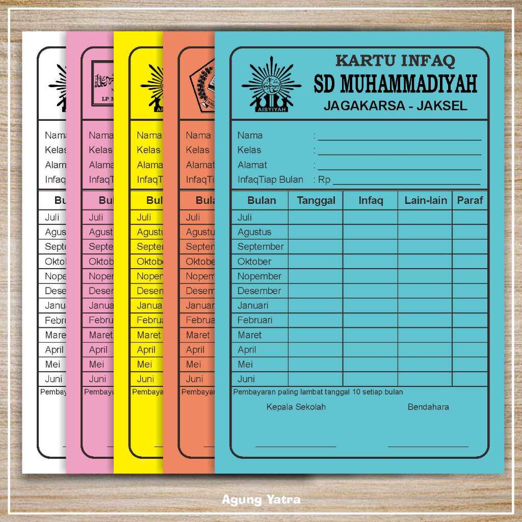 

Kartu Infaq / Donatur Iuran bulanan KB SPS TPA TPQ TK RA MI SD MTS