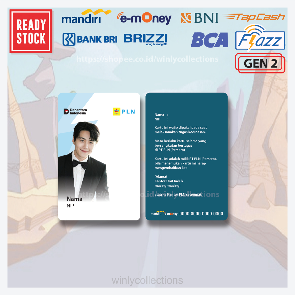 KARTU E MONEY ID CARD PLN DANANTARA ETOLL EMONEY MANDIRI BCA FLAZZ BNI TAPCASH BRI BRIZZI -2 SISI