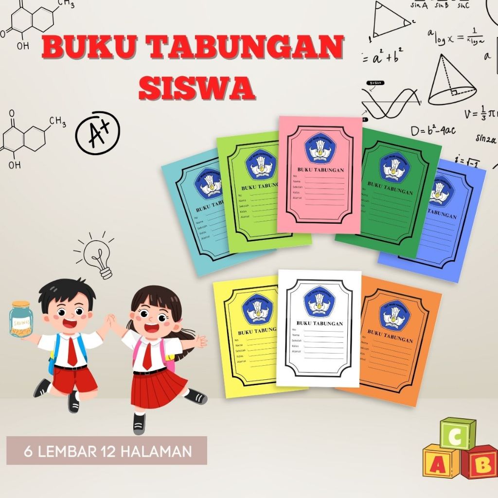 

BUKU TABUNGAN BERWARNA SISWA TK SD SMP (6 lembar 12 halaman)