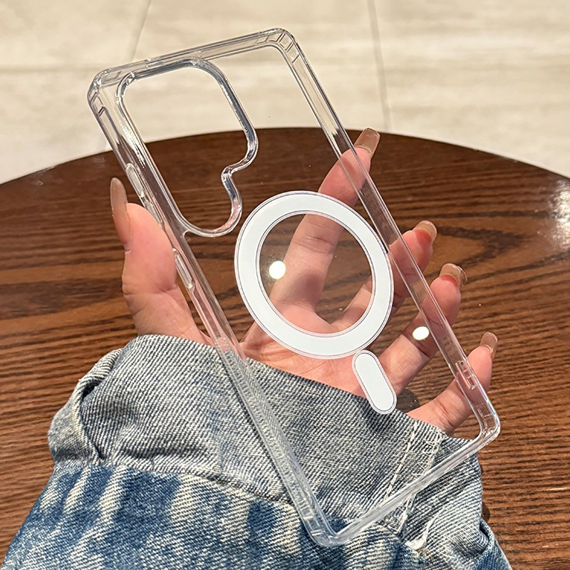 Magnetic Magsafe Transparent Acrylic Airbag Anti-fall Phone Case For Samsung Galaxy A57 A56 A55 A54 