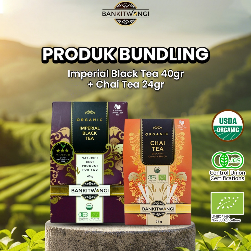 

Paket Bundling Bankitwangi Organic Imperial Black Tea 40gr + Chai Tea 24gr