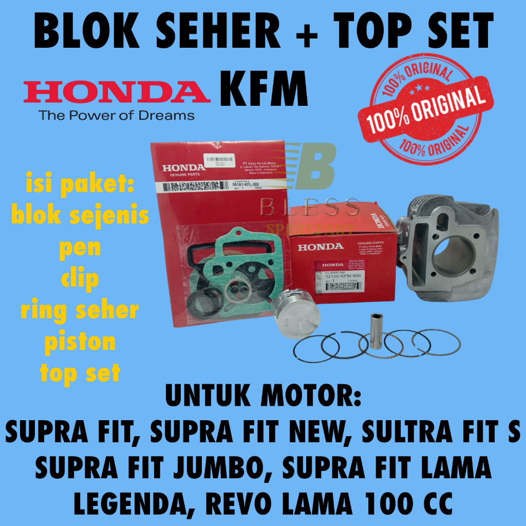 BLOK SEHER +TOP SET KFM KUALITAS HONDA ASLI SUPRA FIT LAMA , SUPRA FIT NEW , Supra FIT X , REVO ORI
