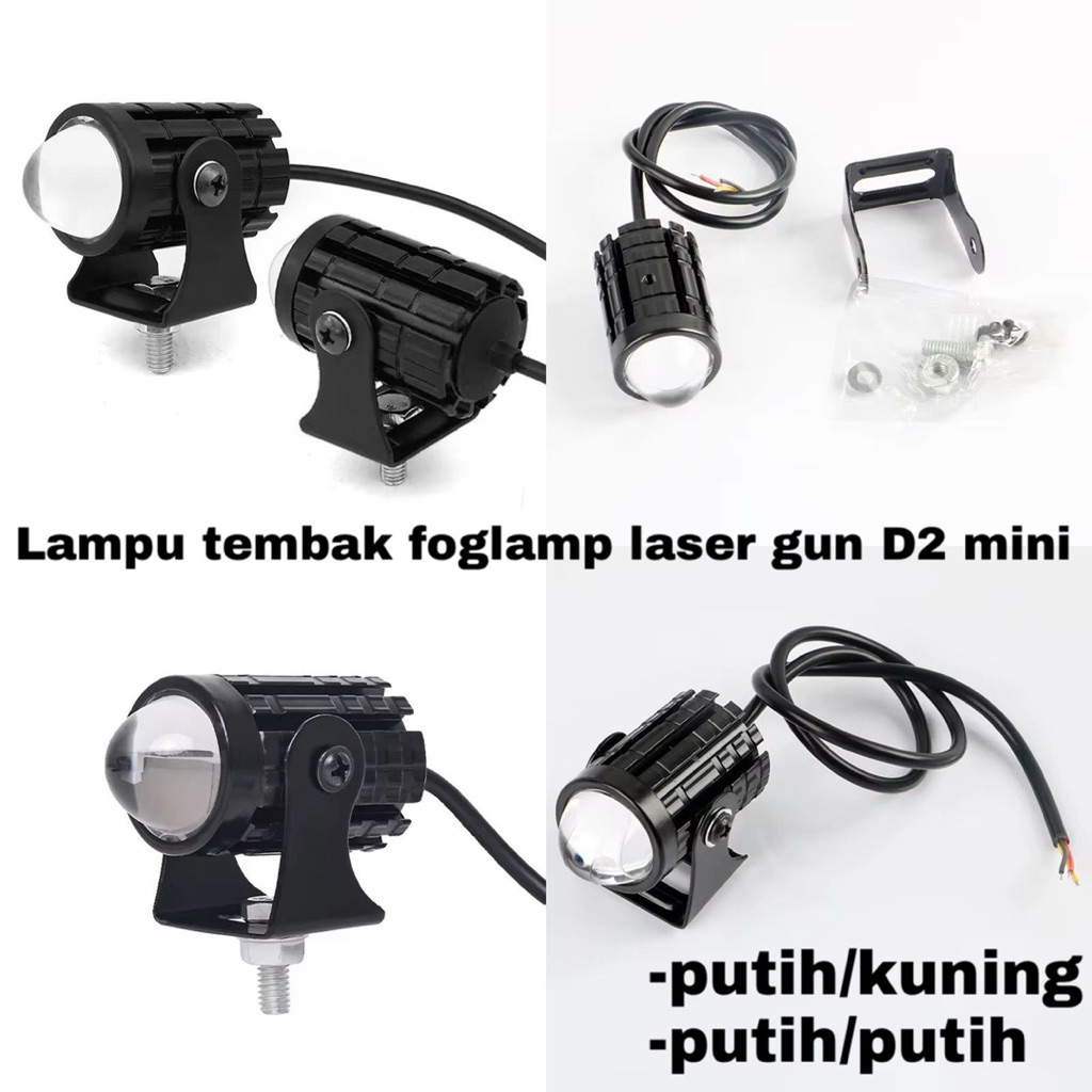 Lampu Tembak Laser 12 Volt Led Mini 2 Warna - Lampu Tembak Sorot Foglamp Mini D2