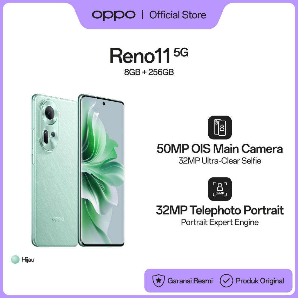 OPPO Reno11 5G 8GB/256GB [50MP OIS Main Camera, 32MP Telephoto Portrait, 67W SUPERVOOC, 5000mAh Larg