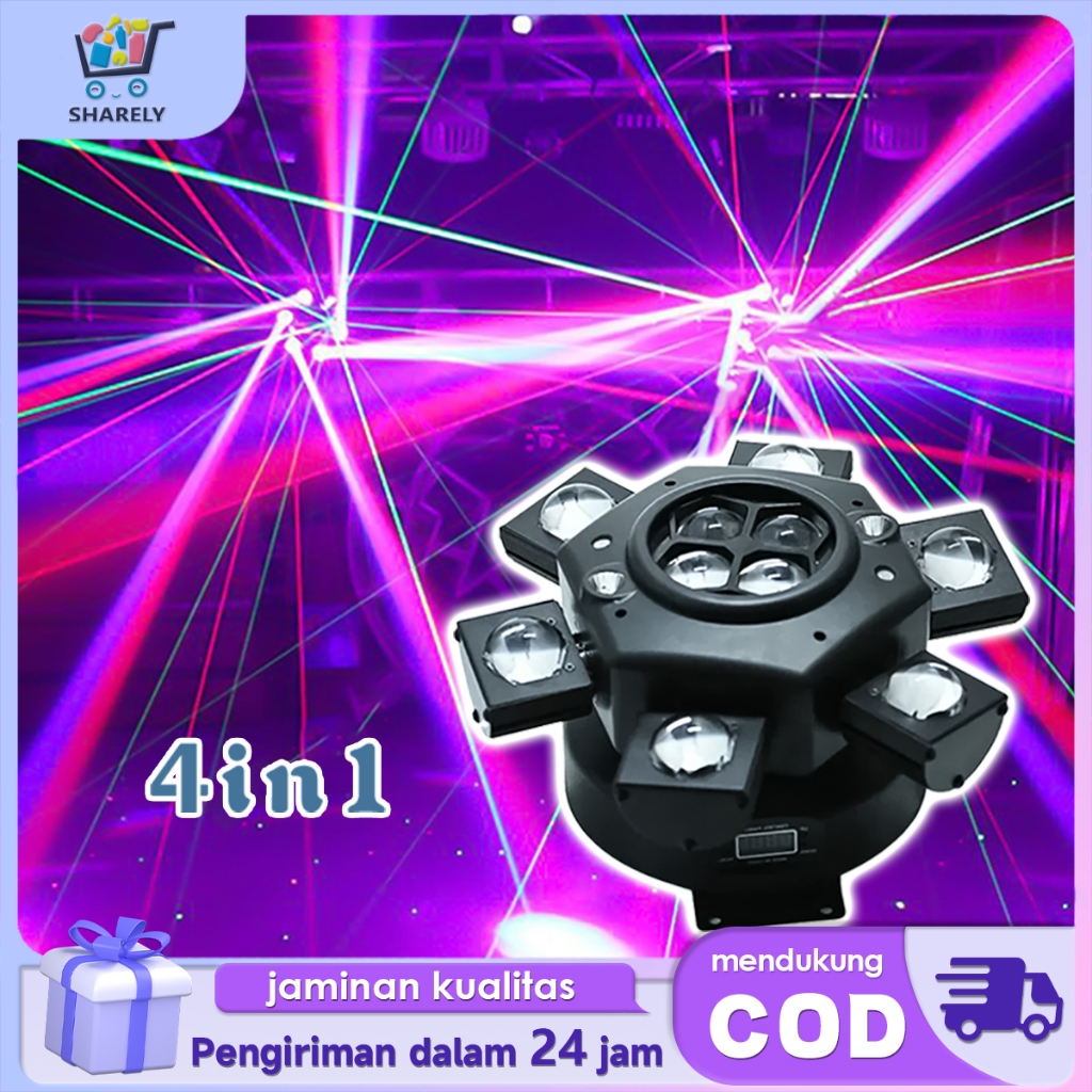 Lampu Sorot LED 10 Mata Lampu Panggung Sorot Putar Lampu Disco Laser Lampu Beam Panggung Konser