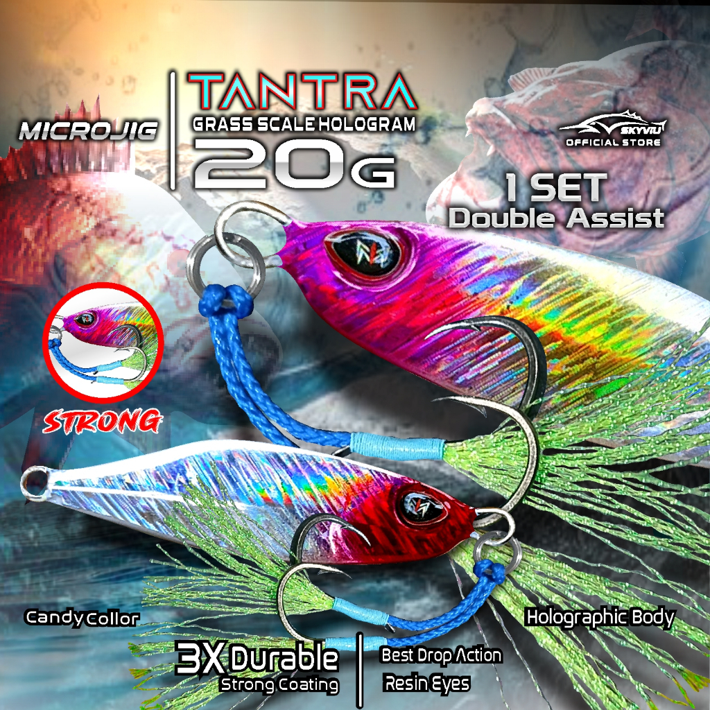 Umpan Pancing SKYVIU TANTRA 20 Gram Hologram Suket 1 Set Double Assist Hook Killer Umpan Pancing 20g