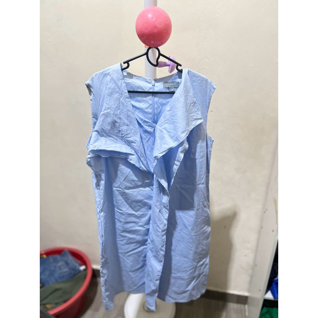 Preloved Dress Biru Ruffle COS