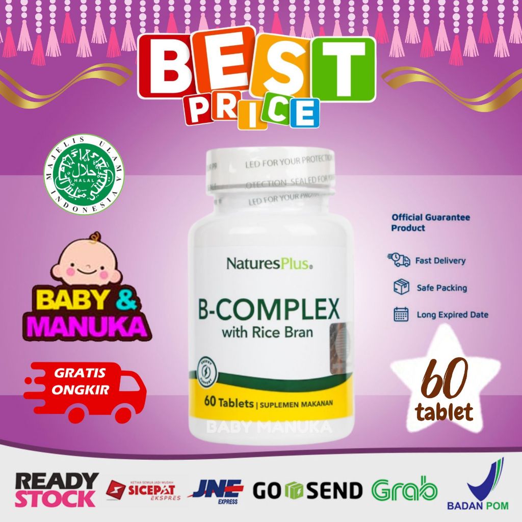 Natures Plus Vitamin B Complex isi 60 Tablet - with Rice Bran