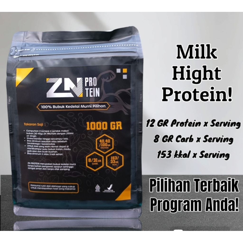Whey ZN PROTEIN Susu Tinggi Kedelai Murni Permium Suplemen Otot atau Berat Badan Bulking atau Cuttin