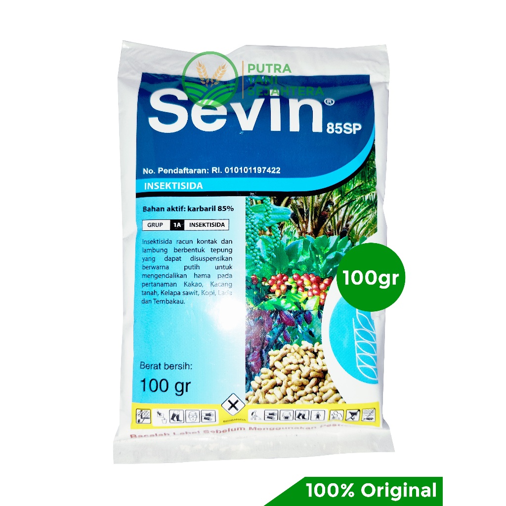 Insektisida SEVIN 85SP 100gr pembasmi hama Kelapa sawit, kakao, Kopi & Kacang tanah.