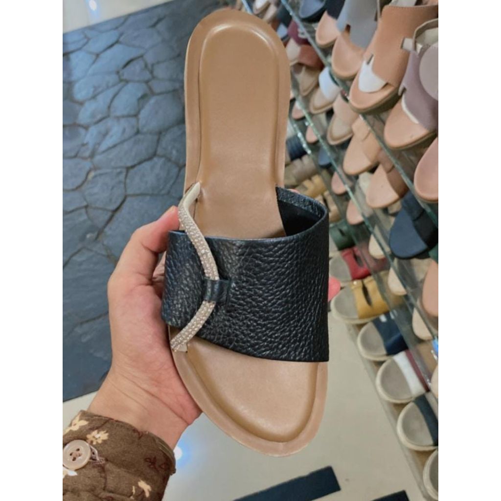 Sandal kulit wanita asli garut sandal teplek wanita