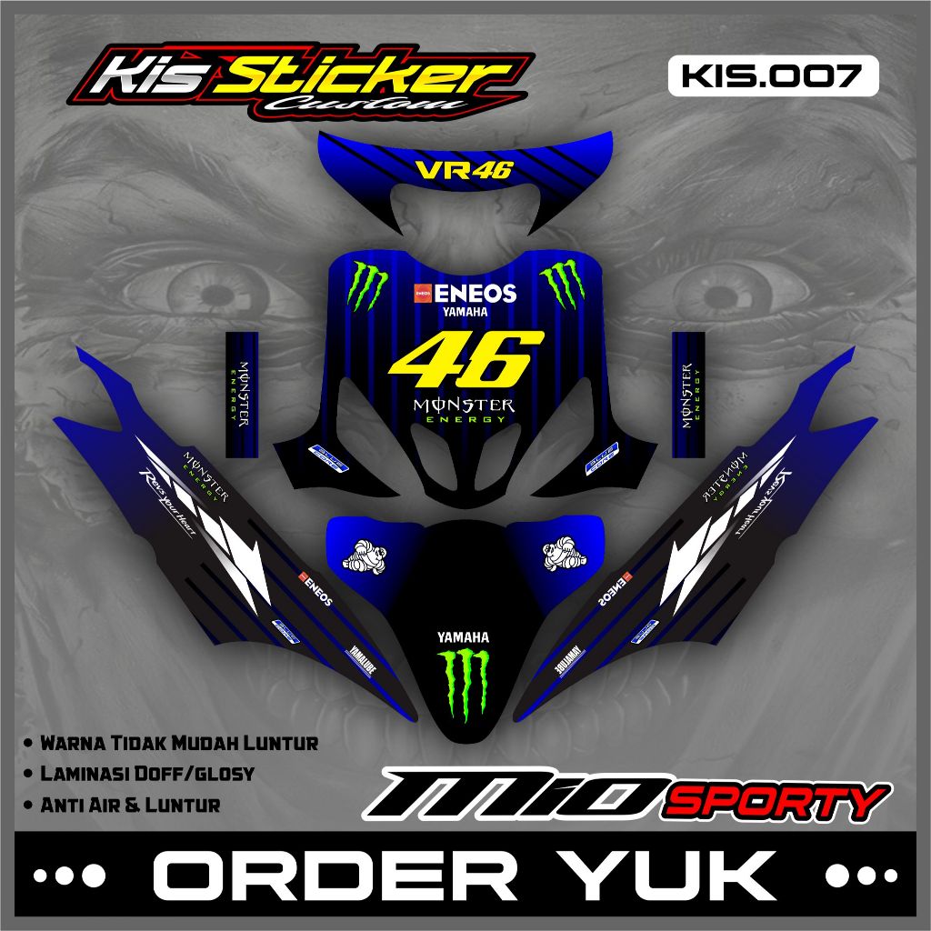 DECAL STICKER FULL BODY MIO SPORTY - DECAL DEKAL STIKER STRIPING VARIASI MIO SPORTY VR46 KEREN KiS.0
