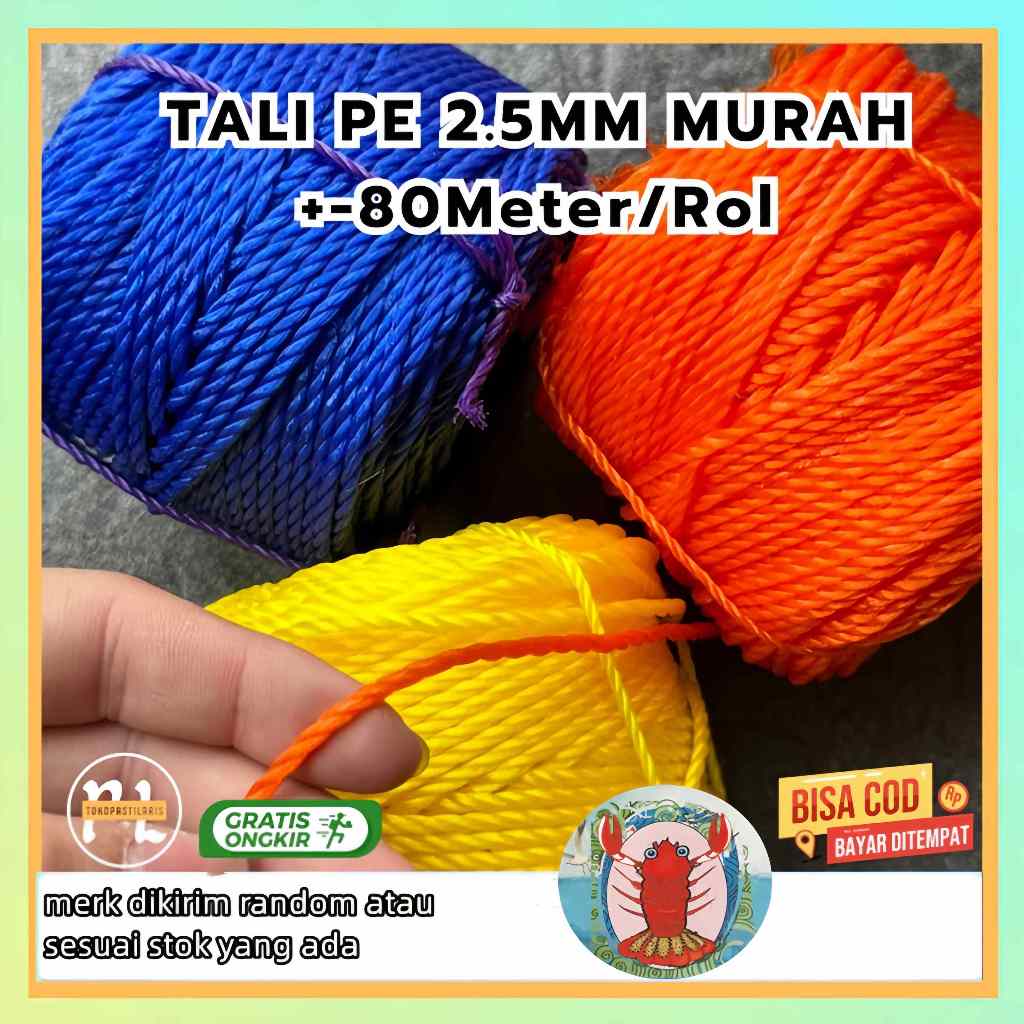 

Tali Tambang Kecil 2,5mm / Tambang PE 2,5 mm +/- 80 METER MURAH