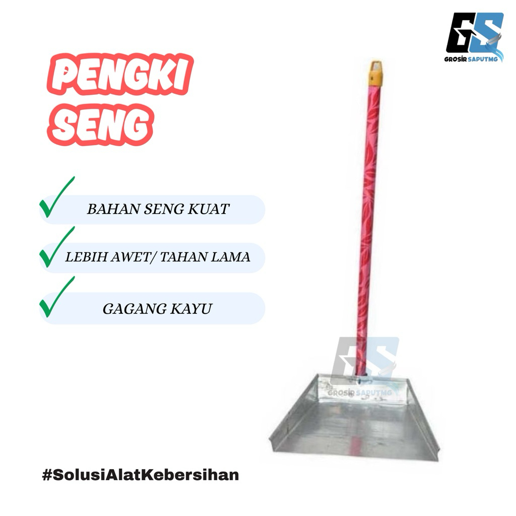 Pengki Atau Serok Sampah Sapu/ Pengki Seng Tebal Gagang Kayu/ Cikrak Plastik