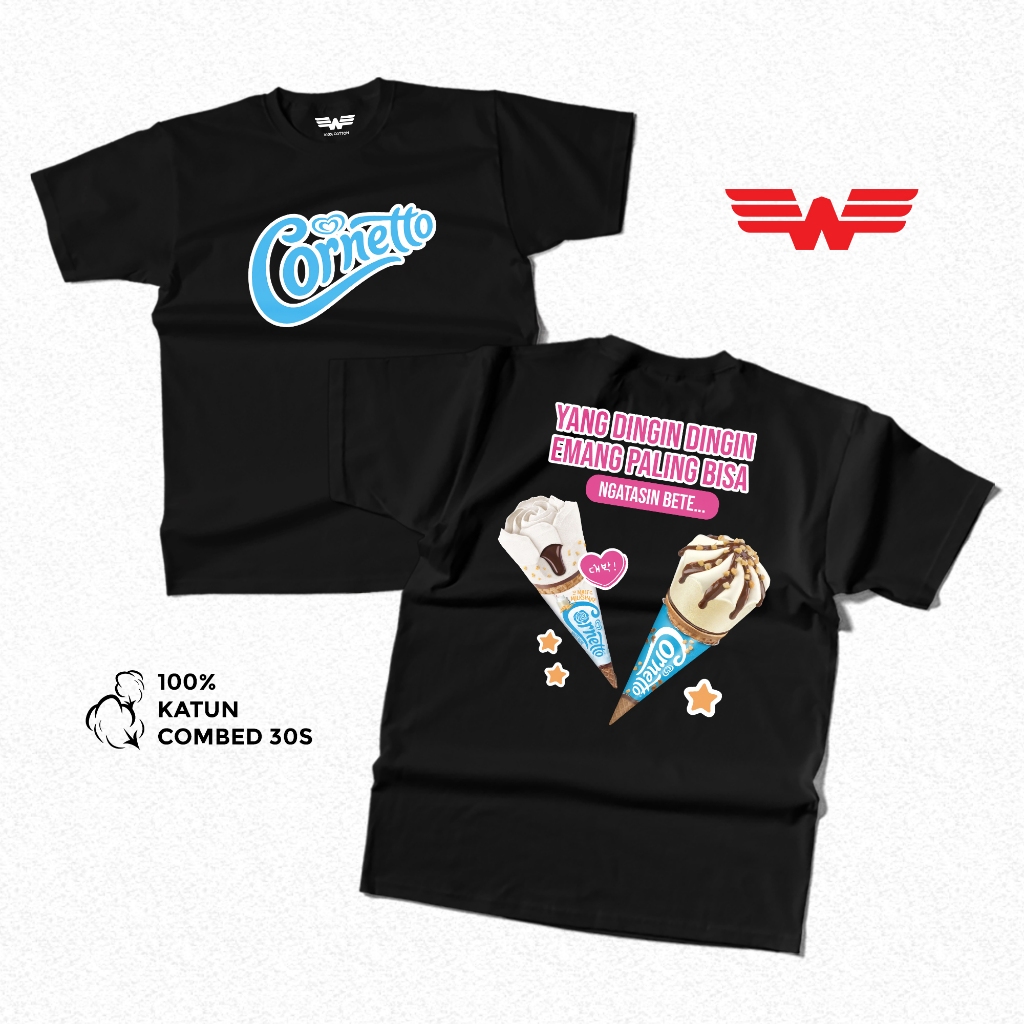 Kaos Pria Distro CORNETTO ICE CREAM - Kaos Ice Cream / Kaos Dewasa / Kaos Cotton Combed 30s KAOS WAN