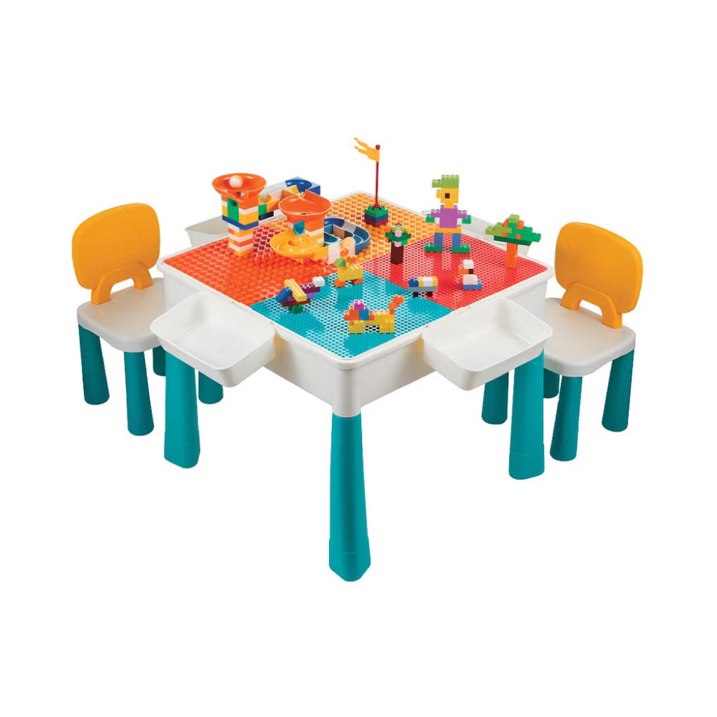 Preloved Toys Kingdom Bricks Kingdom Set Meja Dan 2 Pcs Kursi Anak Building Bricks Kids Desk And Cha