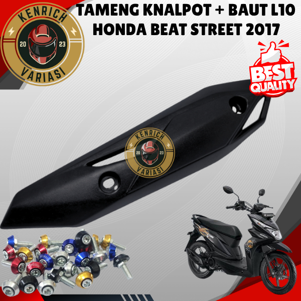 Cover Tutup Tameng Knalpot Honda Beat Street Tahun 2017 + Baut CNC L10