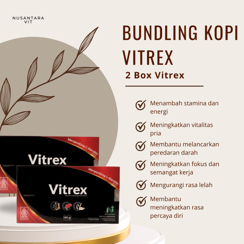 

2 Box Kopi Vitrex – Kopi Vitalitas Pria Mengandung L-Carnitine & Ginseng Merah, Bantu Jaga Stamina & Fokus Seharian, Siap Tempur di Segala Aktivitas Biji Instan