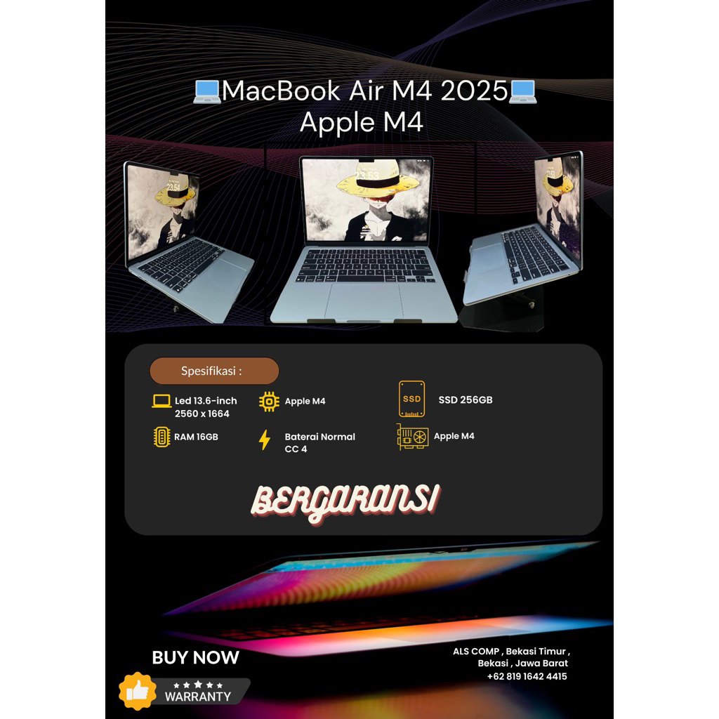 MacBook Air M4 2025 RAM 16GB / 256GB Masih Garansi 1 Tahun