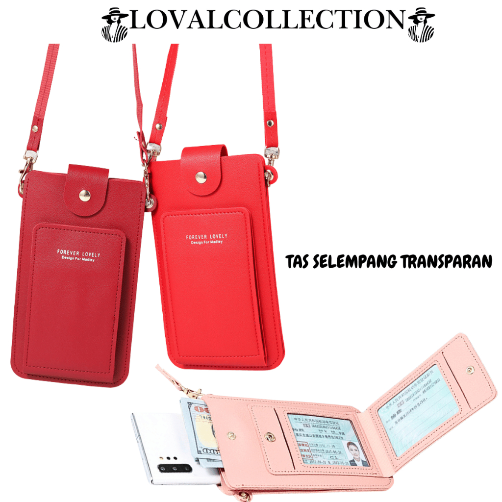 LC TAS HP WANITA T Q168 TAS SELEMPANG TRANSPARAN MULTIFUNGSI MODEL KOREA IMPORT