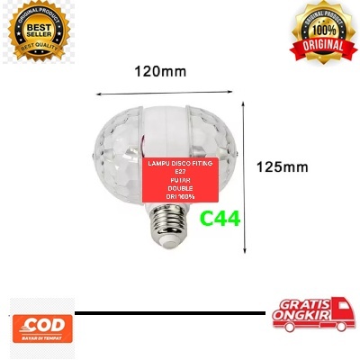C44 LAMPU DISCO 2 SISI FITING E27 PUTAR LED 6W WATT DOUBLE ORI 100% HEMAT ENERGY WARNA WARNI KELAP K