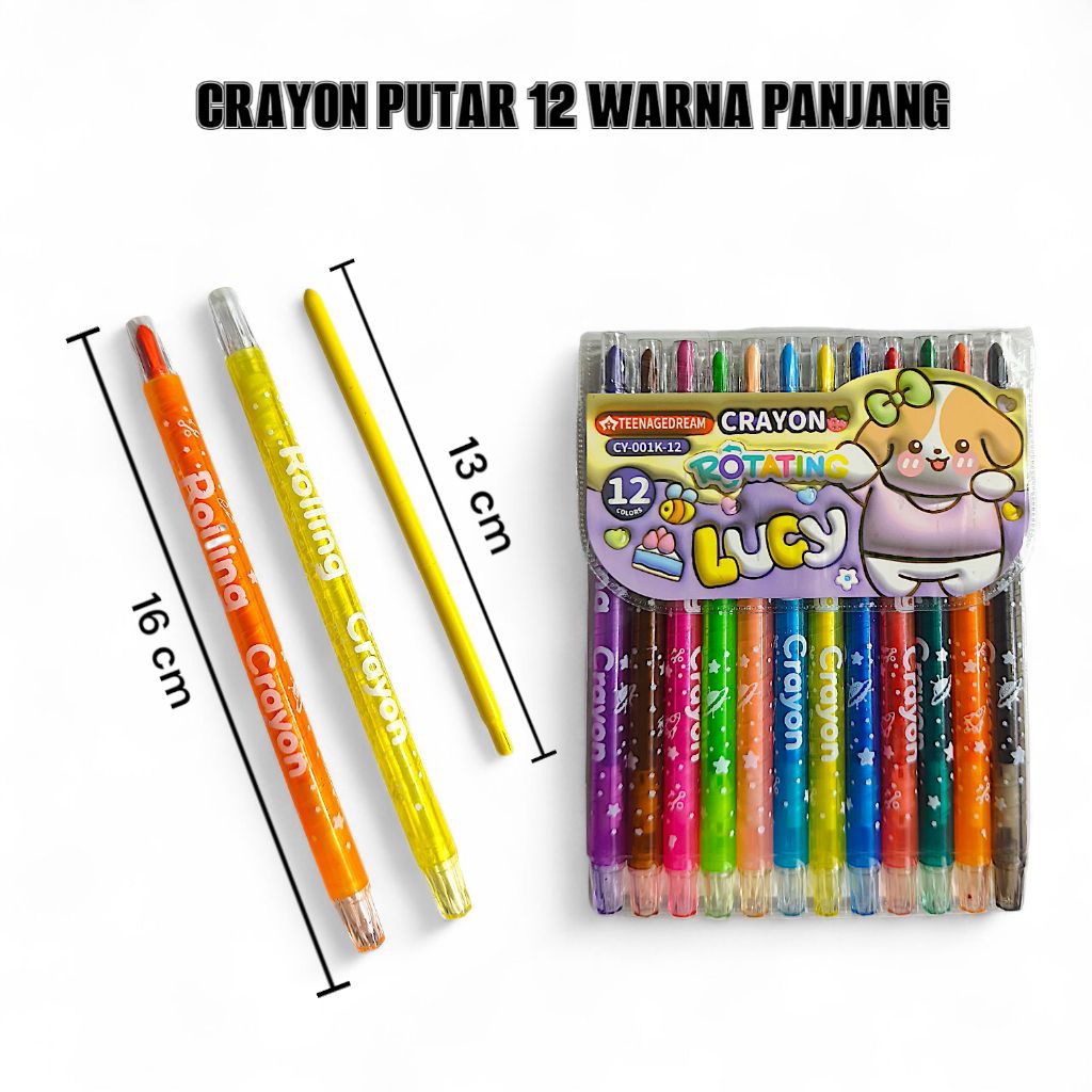 

Crayon putar/Krayon putar 12 Warna panjang/Twist Crayon Putar /Crayon Murah