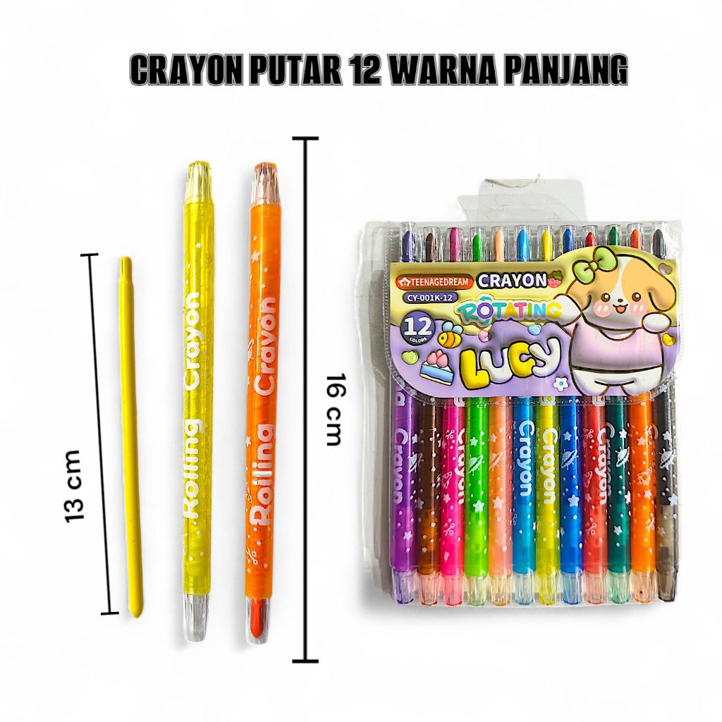 crayon PUTAR 12 warna/krayon PUTAR 12 warna/twist crayon putar/crayon murah