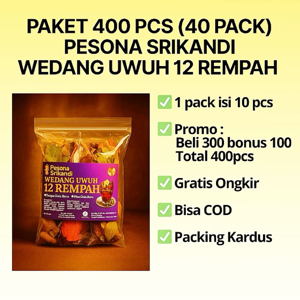 

Paket 400 pcs Wedang Uwuh 12 Rempah Pesona Srikandi