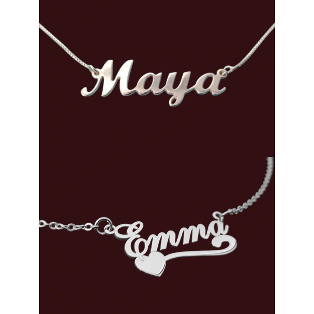 Kalung Huruf Nama Perak 925 Asli/Kalung Nama custom/Kalung 925 Lapis Emas Putih