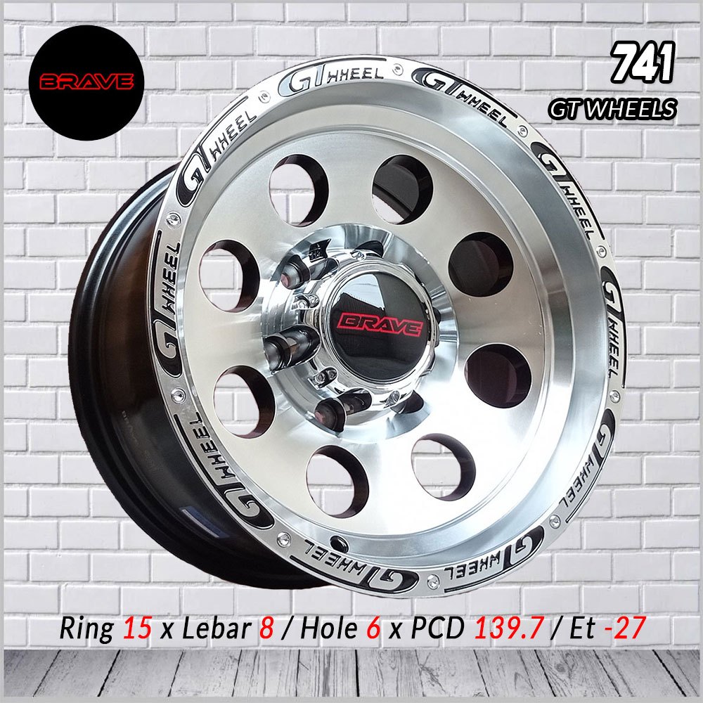 Velg Mobil Celong OFFROAD GT WHEEL Black Silver Baut 6x139.7 Ring 15 (741)