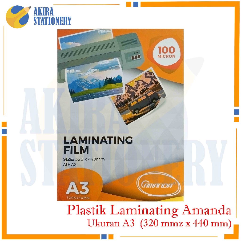 

Plastik Laminating Amanda Ukuran A3 / Laminating Film Besar 320 x 440 mm 100 Micron - isi 100 lembar 32 x 40 cm Per Pak