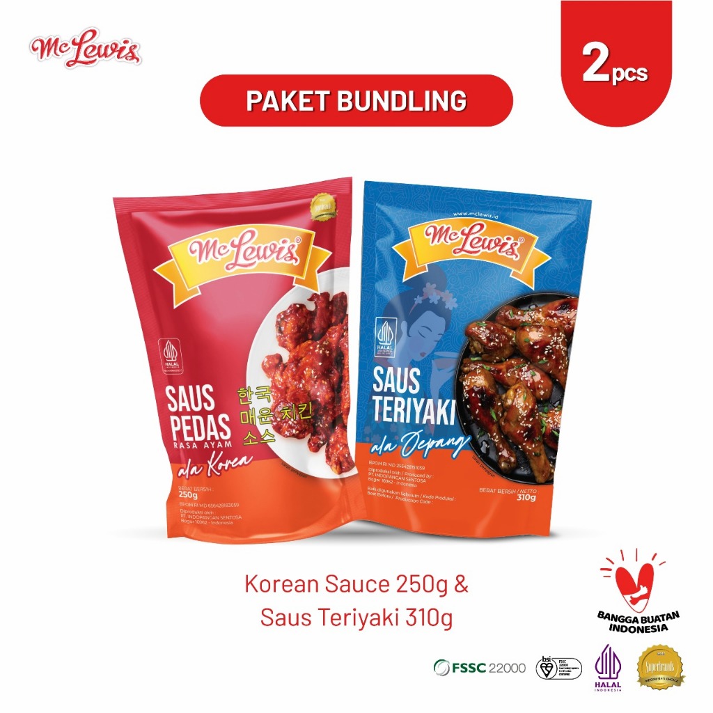 

[Paket Bundle] Mc Lewis Saus Teriyaki 310gr + Mc Lewis Saus Pedas Rasa Ayam ala Korea 250gr