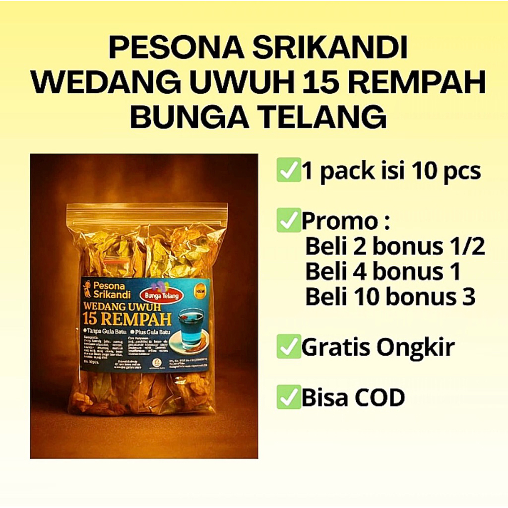 

Paket 10 Pcs Pesona Srikandi Wedang Uwuh 15 Rempah Bunga Telang
