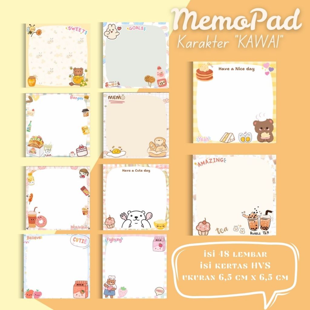 

NOTE MEMOPAD KARAKTER LUCU murah terlaris 6.5 x 6.5 cm (KARAKTER KAWAI)