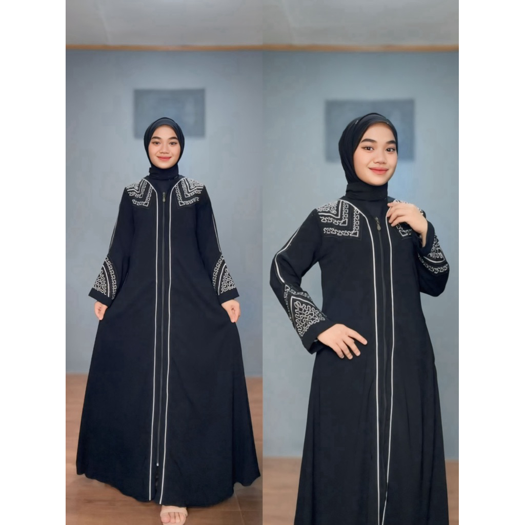 Gamis Abaya Arab Turkey Hitam Khaira  Busui Bahan Wolfis  Model Terbaru