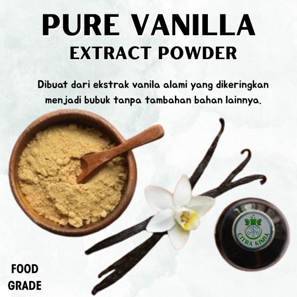 

Pure Vanilla Extract Powder Food Grade 25gr - Freeze Dried Vanilla - Ekstrak Bubuk Vanila Alami
