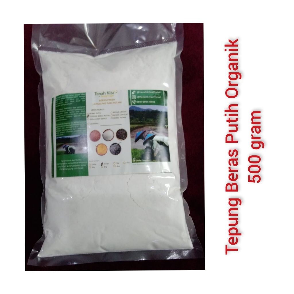 

Tepung Beras putih Organik 500 gram ( tepung beras putih tanahkita)