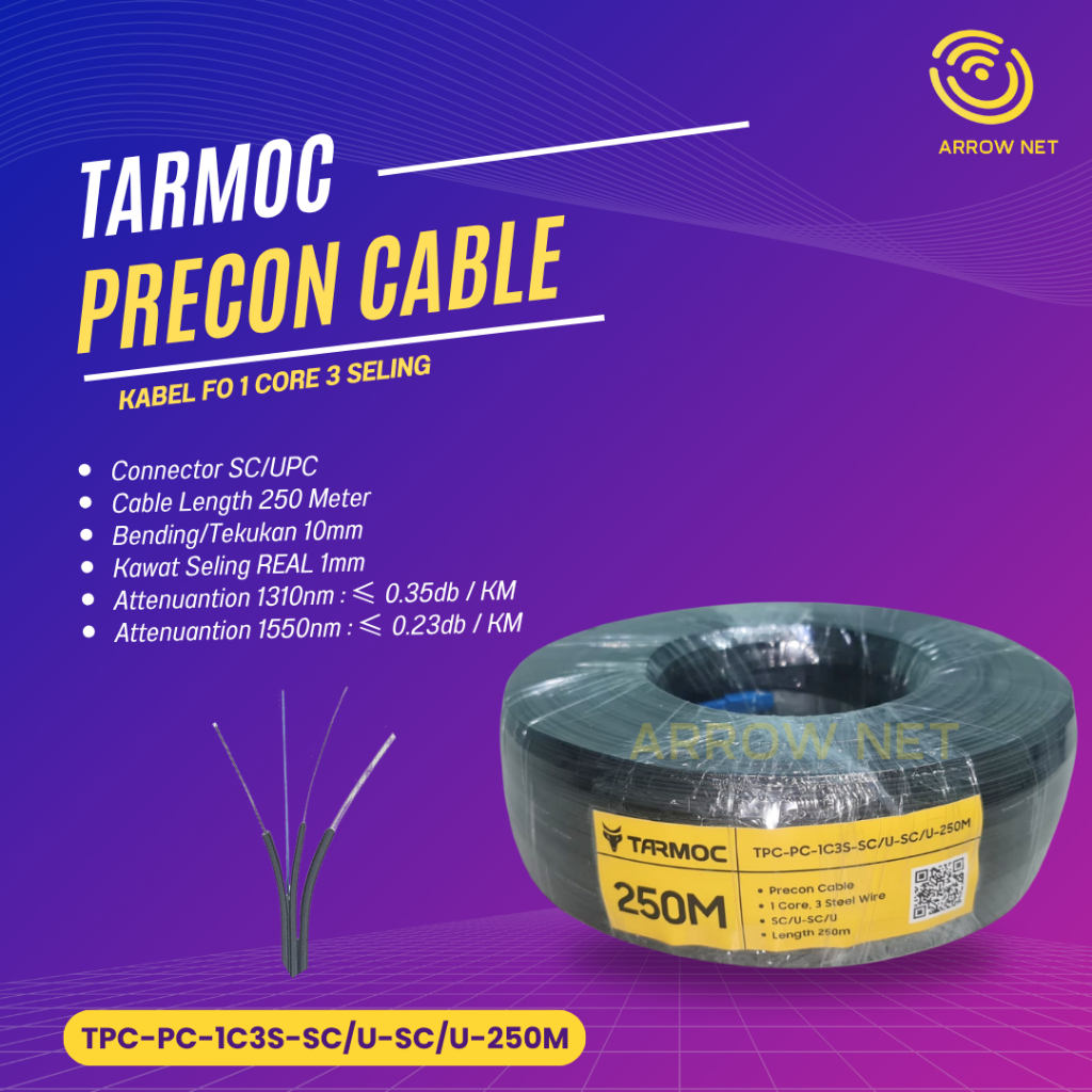 Kabel FO Preconnectorized 250 Meter/Precon Fiber Optic 250M Dropcore