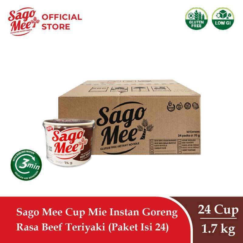 

SAGO MEE CUP INSTAN NOODLES RASA BEEF TERIYAKI 1 DUS 24 PCS