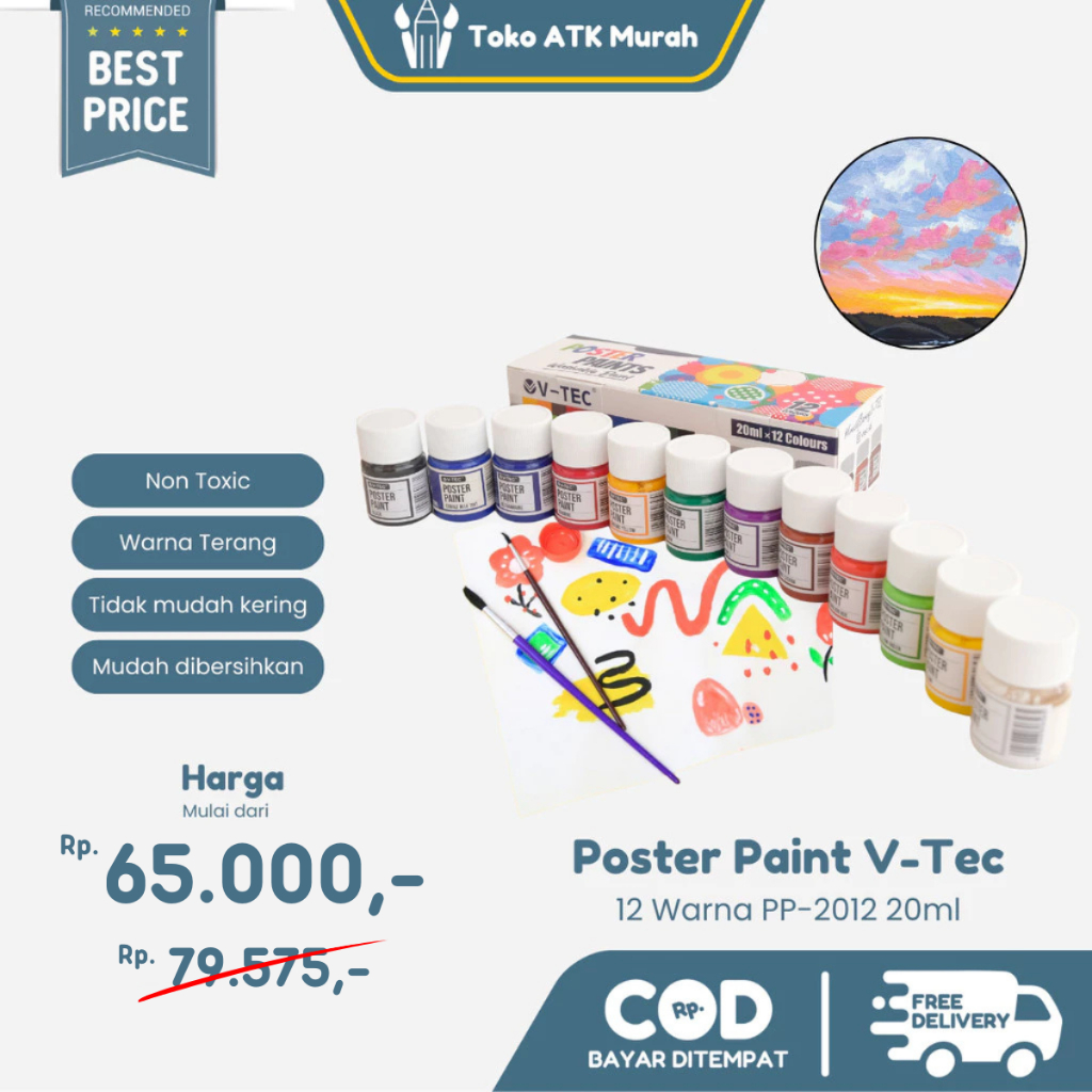 

Cat Poster V-Tec 12 Warna 20ml Poster Paint PP-2012