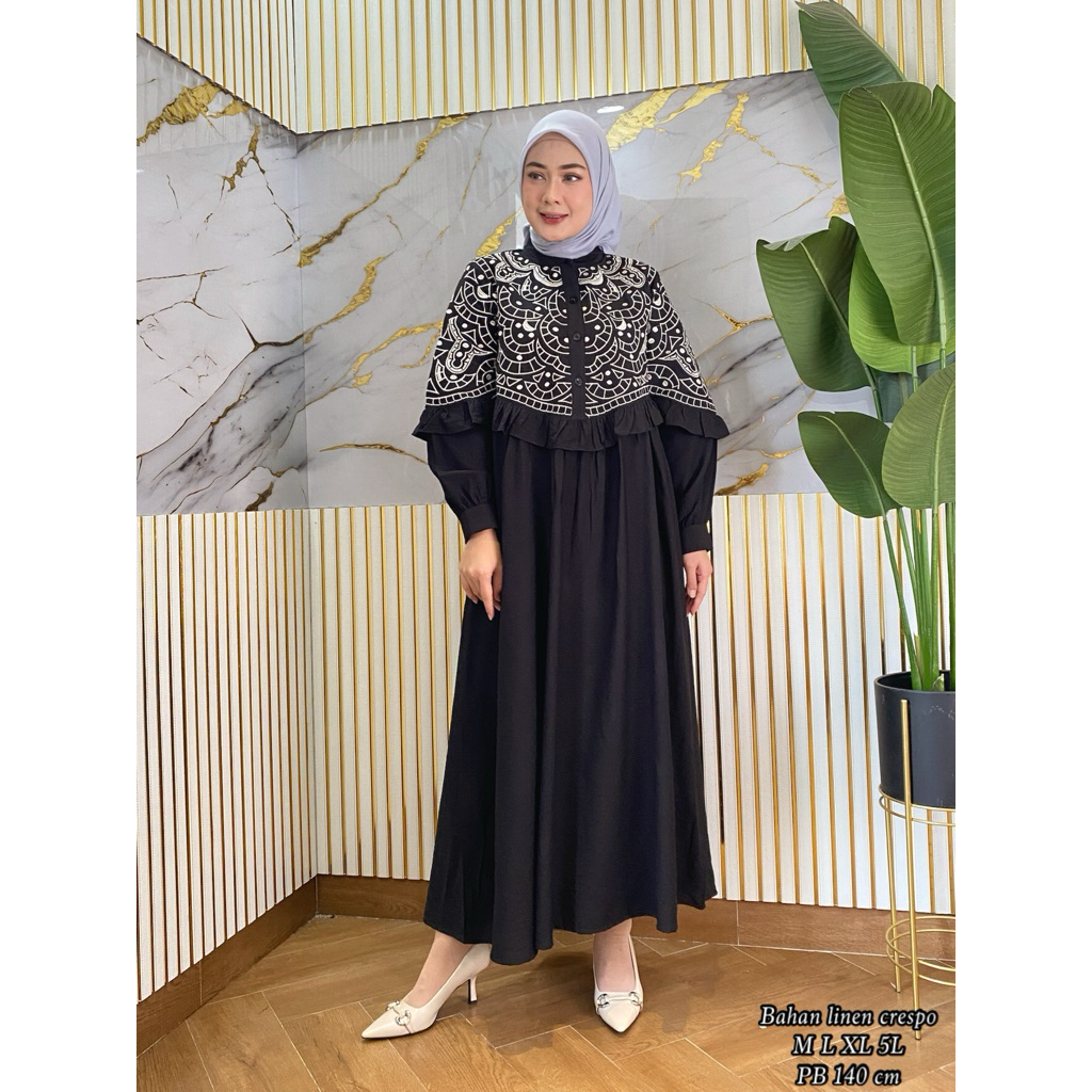 RIDD FASHION - GAMIS BORDIR/GAMIS WANITA/KATUN LINEN