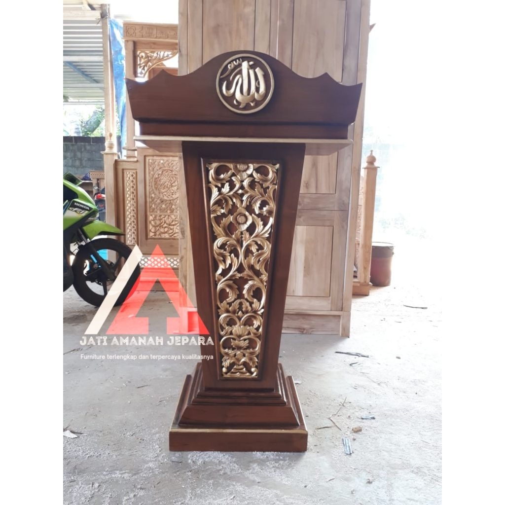 podium minimalis, podium minangkabau, podium minimalis kayu jati