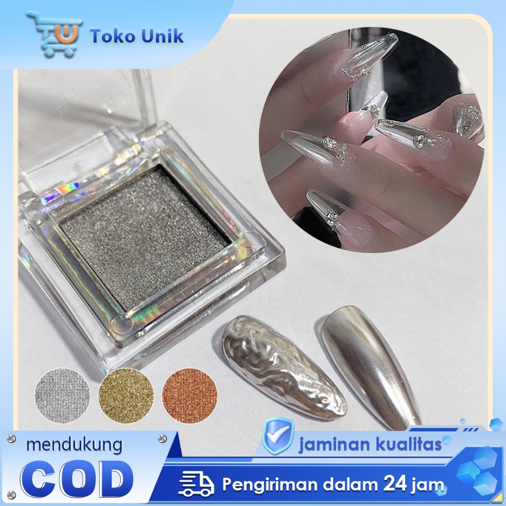 Mirror Powder Chrome Serbuk Nail Art Bubuk Chrome Untuk Kuku Nail Art Solid Nail Mirror Powder
