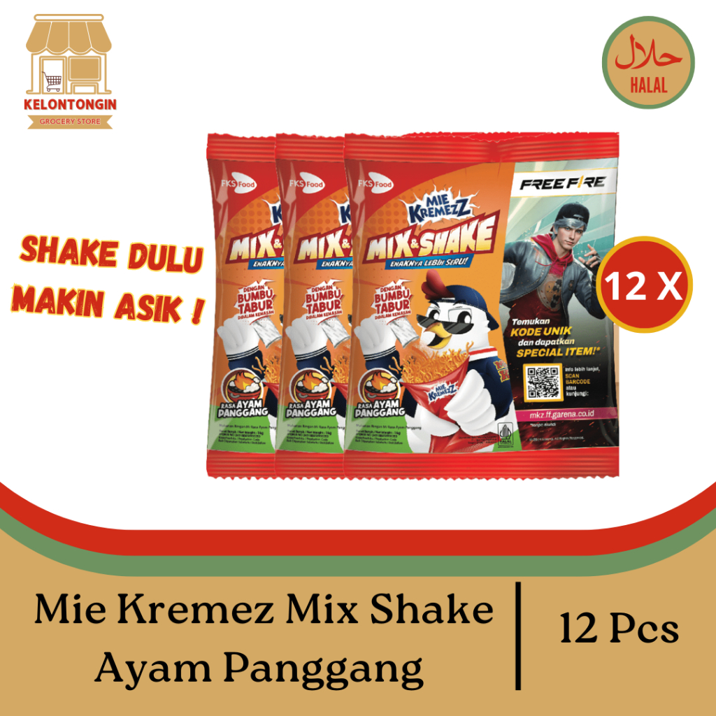 

Mie Kremezz Mix & Shake - Ayam Panggang - 12 Pcs / 16gr / Snack / Camilan